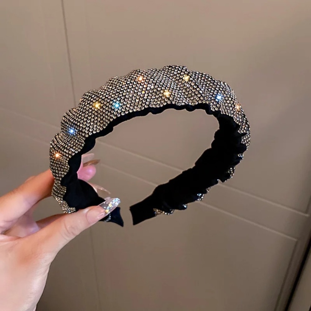 Black rhinestone headband‎